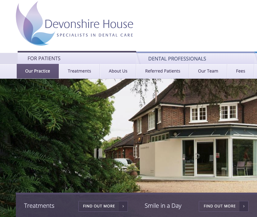 Devonshire House Dental Dentist website, SEO and social media case
