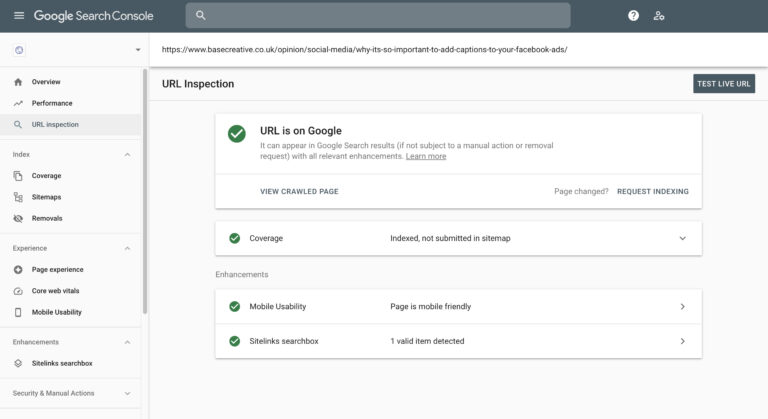 How to reindex an article in Google Search Console