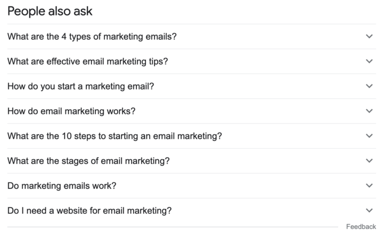 People also ask for "email marketing tips"